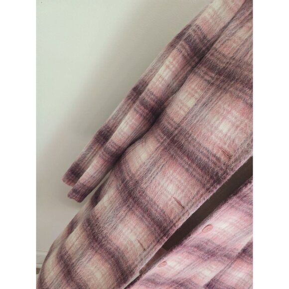 Hennes HM Vintage Pink Plaid Wool Blend Single Breasted Long Mid Coat 10 M - Picture 4 of 12